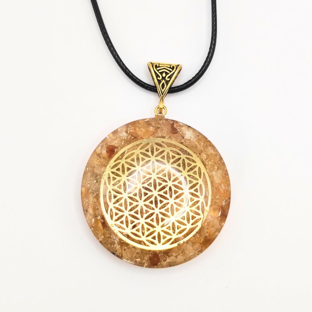 Pendentif en orgonite fleur de vie citrine – Image 4