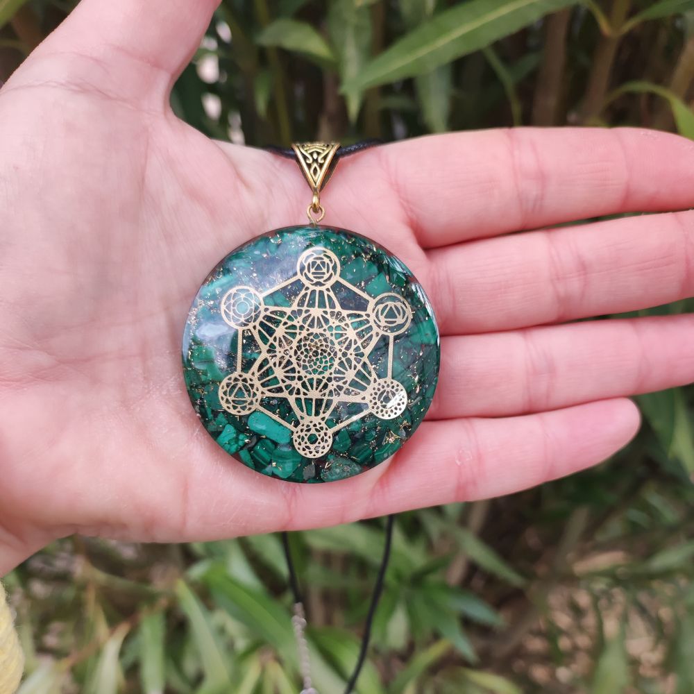 Pendentif en orgonite metatron en malachite – Image 3