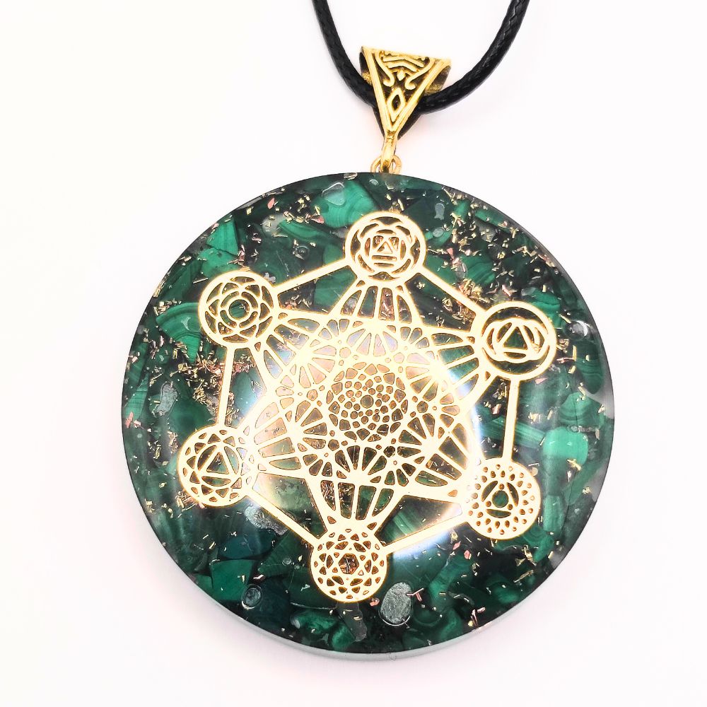 Pendentif en orgonite metatron en malachite – Image 2