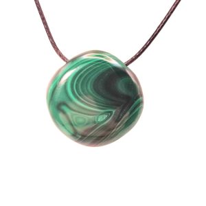 Pendentif en Malachite, pierre percée